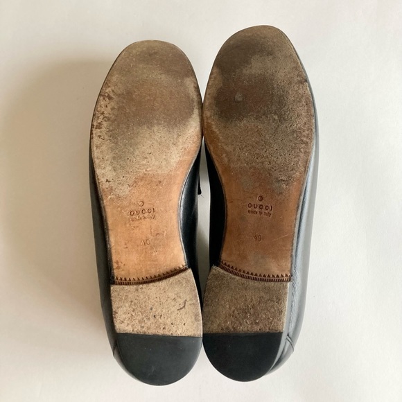 Gucci Black Genuine Leather Shearling Lining Loafers size EUR 40, US 9.5 - Picture 14 of 16